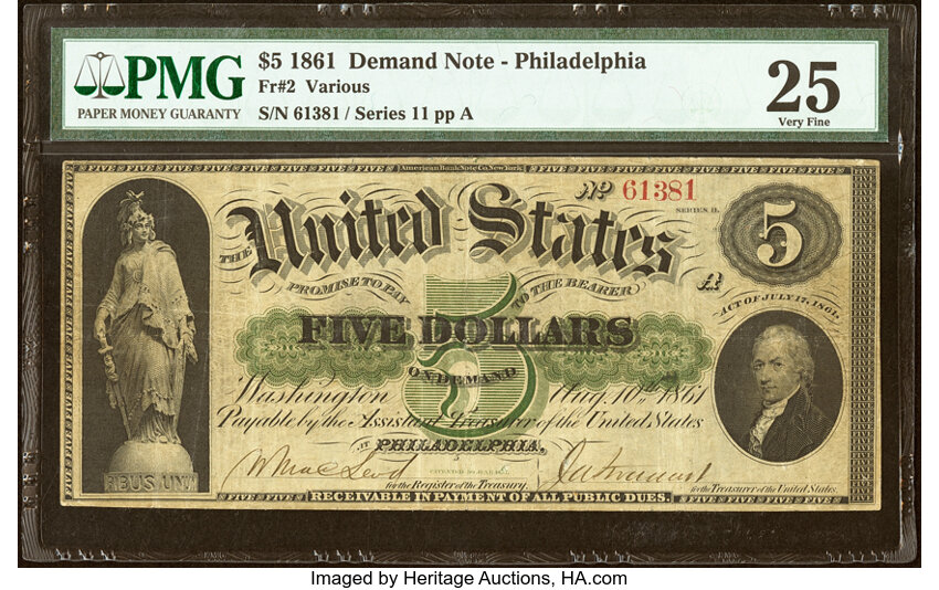 1861 $5  (Fr. 2) thumbnail 3
