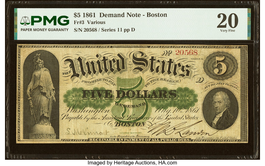 1861 $5  (Fr. 3) thumbnail 2
