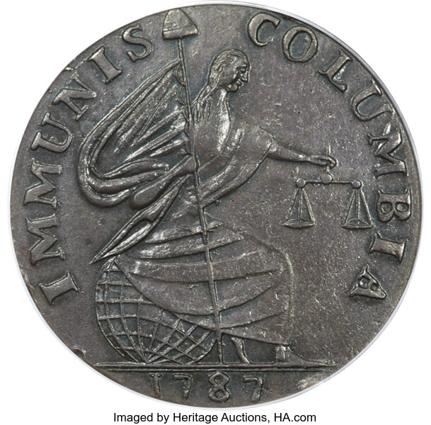 1787 Copper IMMUNIS COLUMBIA, Eagle Reverse, Plain Edge MS BN thumbnail 2