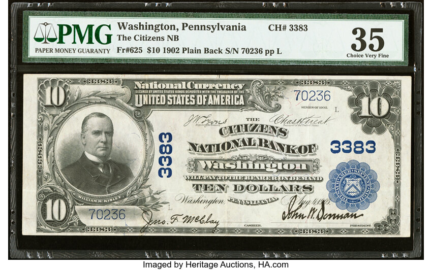 1902 $10  3rd Charter Period, 3rd Issue, Plain Back (Fr. 625) thumbnail 2