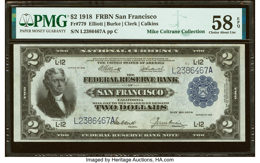 1918 $2  San Francisco (Fr. 779) thumbnail 2