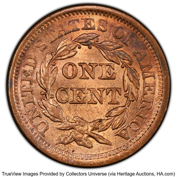 1856 1c Slanted 5, N-14 MS RD thumbnail 3