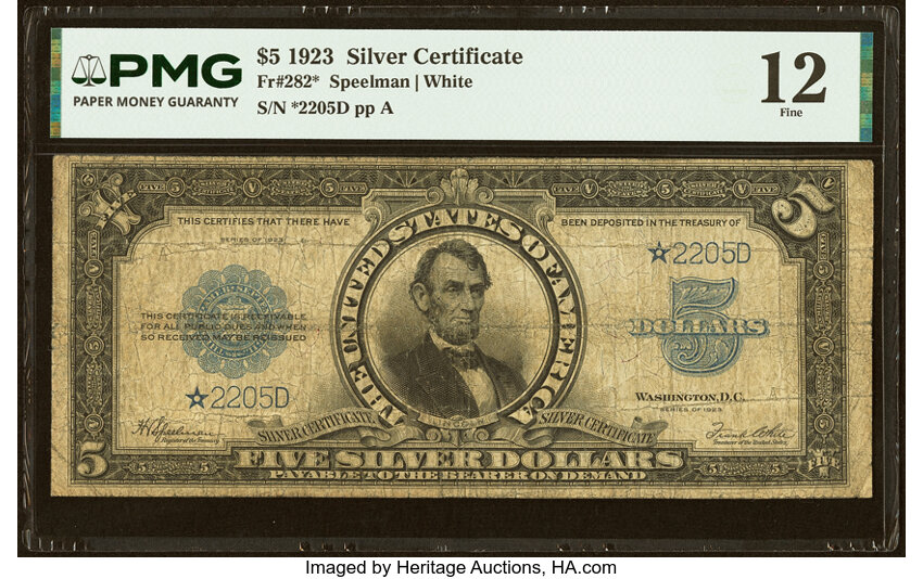 1923 $5  Star Replacement (Fr. 282*) thumbnail 2
