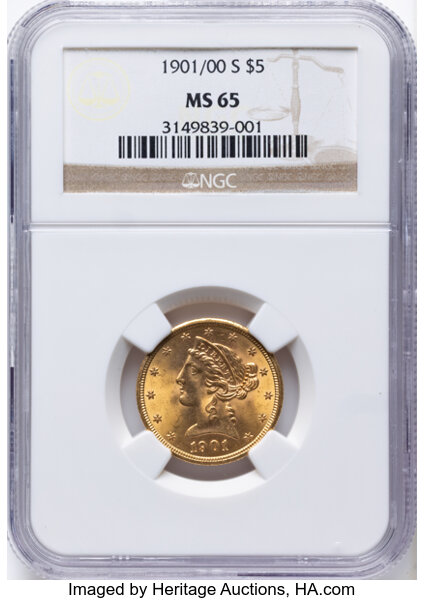 1901/0-S $5  Overdate, FS-301 MS thumbnail 3