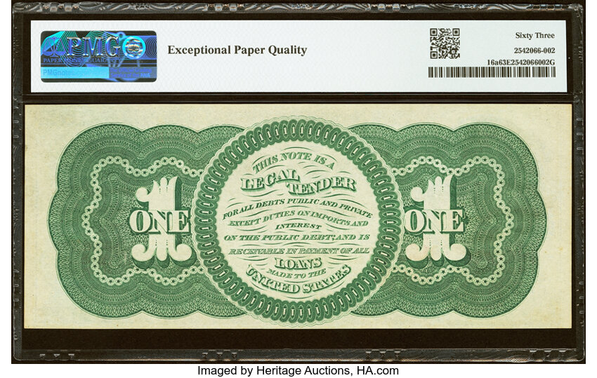 1862 $1  Seal Type 2, With Monogram (Fr. 16a) thumbnail 6