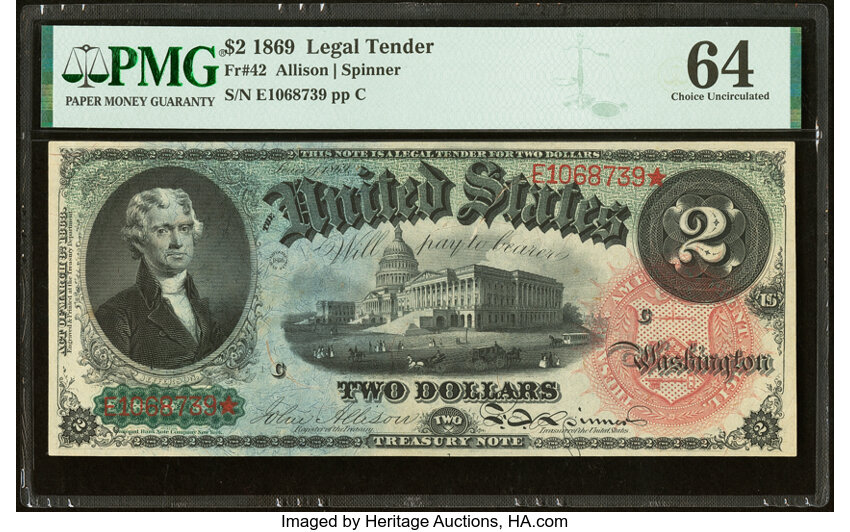 1869 $2  (Fr. 42) thumbnail 3