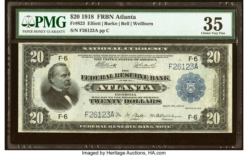 1918 $20  Atlanta (Fr. 823) thumbnail 4