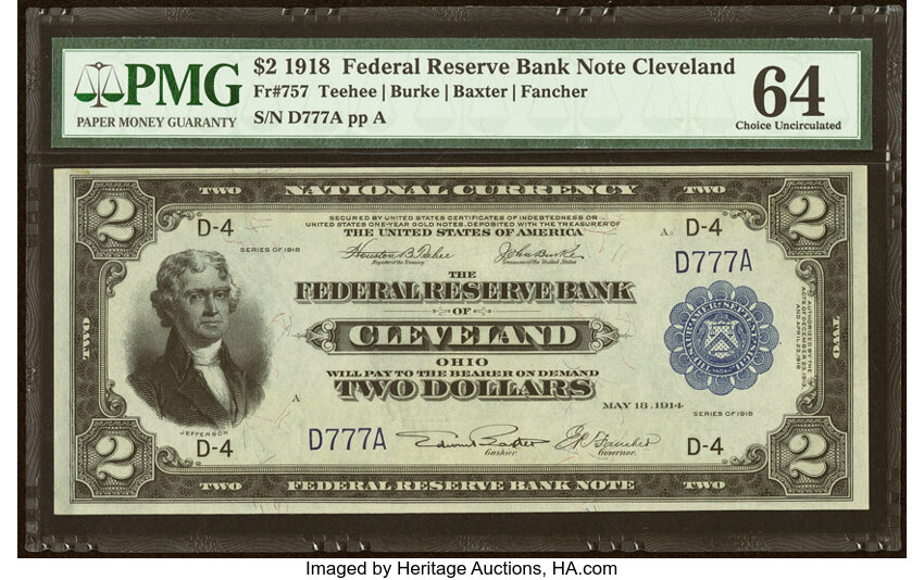 1918 $2  Cleveland (Fr. 757) thumbnail 4