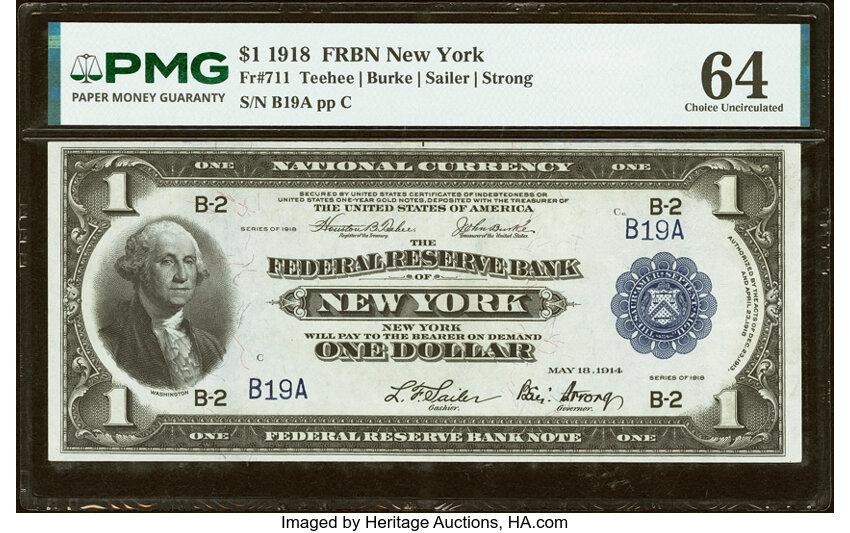 1918 $1  New York (Fr. 711) thumbnail 3