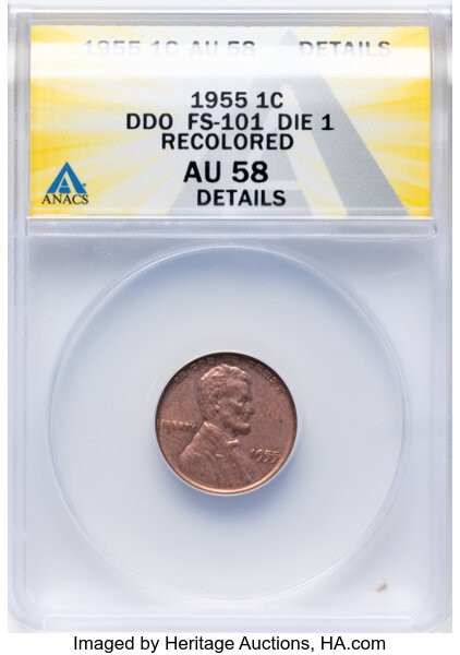 1955 1c Doubled Die Obverse, FS-101 MS BN thumbnail 3