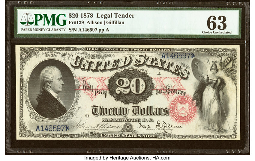 1878 $20  (Fr. 129) thumbnail 2