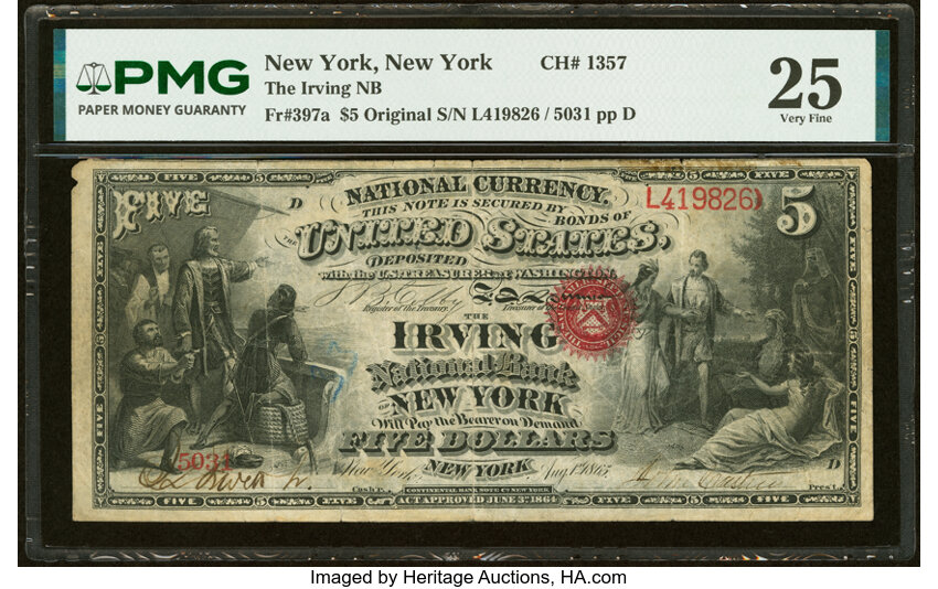 Original $5  1st Charter Period, Seal With Rays (Fr. 397a) thumbnail 2