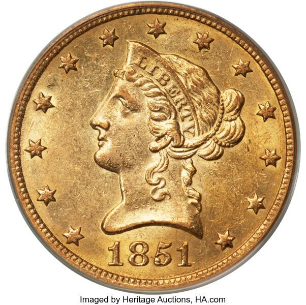 1851-O $10  MS thumbnail 2