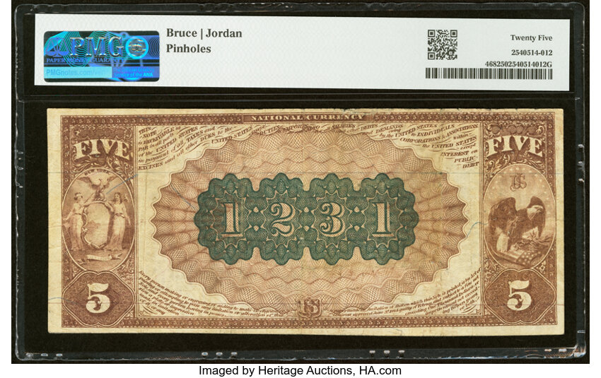 1882 $5  2nd Charter Period, 1st Issue, Brown Back (Fr. 468) thumbnail 14
