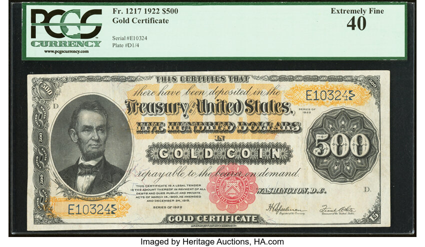 1922 $500  (Fr. 1217) thumbnail 2