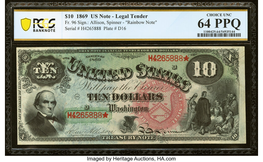 1869 $10  (Fr. 96) thumbnail 2