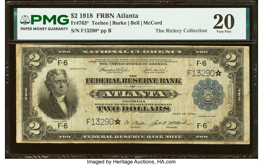 Image for 1918 $2  Atlanta, Star Replacement (Fr. 763*)