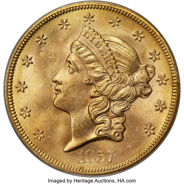 1857-S $20  Spiked Shield MS thumbnail 4