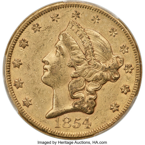 1854 $20  Large Date MS thumbnail 3