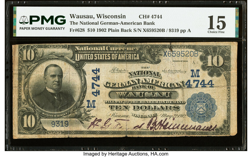 1902 $10  3rd Charter Period, 3rd Issue, Plain Back (Fr. 628) thumbnail 3
