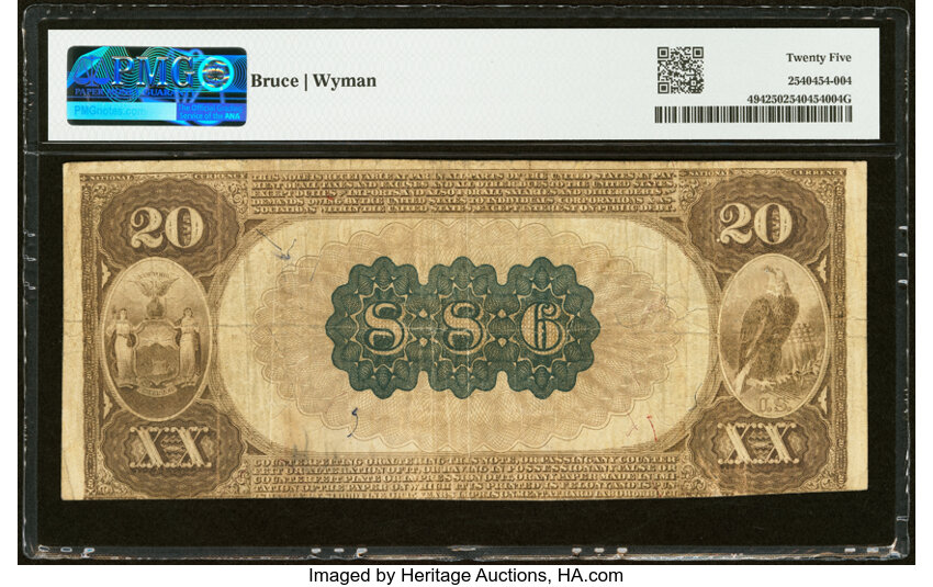 1882 $20  2nd Charter Period, 1st Issue, Brown Back (Fr. 494) thumbnail 13