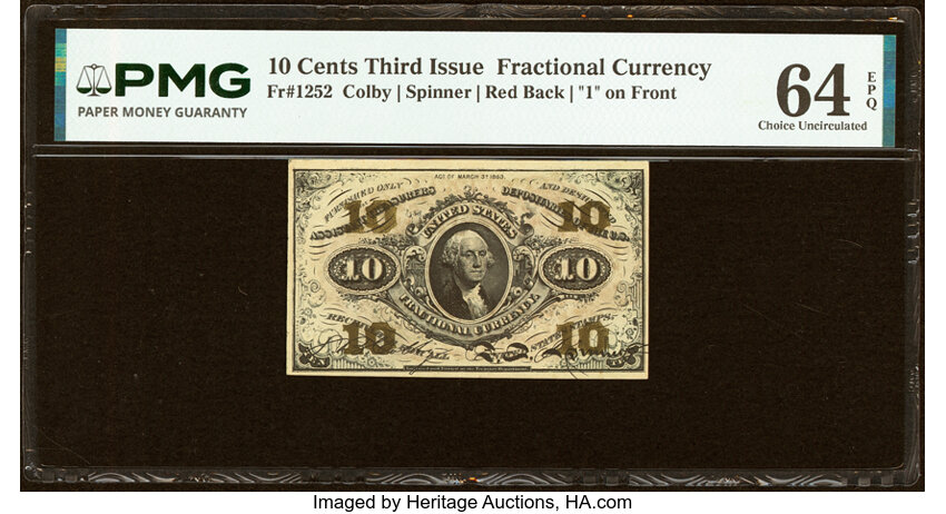  10c Head of George Washington (Fr. 1252) thumbnail 3