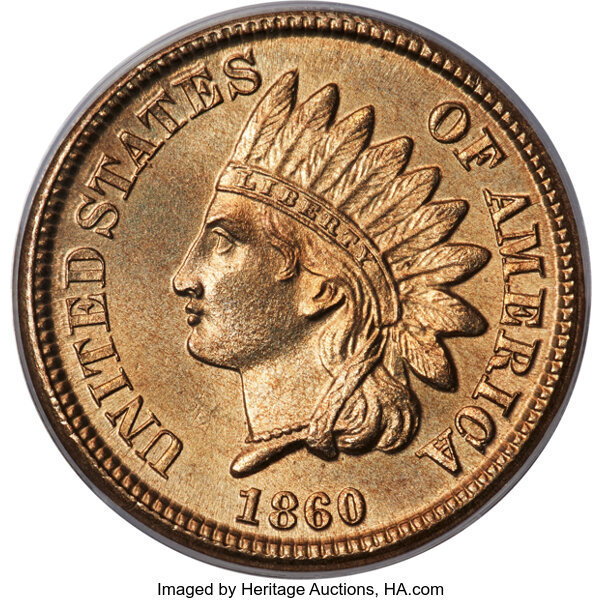 1860 1c Round Bust MS thumbnail 4