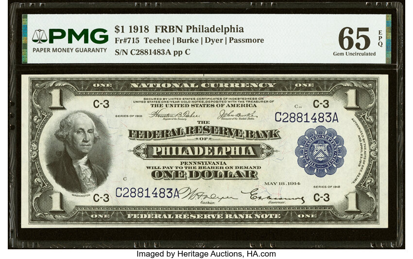 1918 $1  Philadelphia (Fr. 715) thumbnail 2