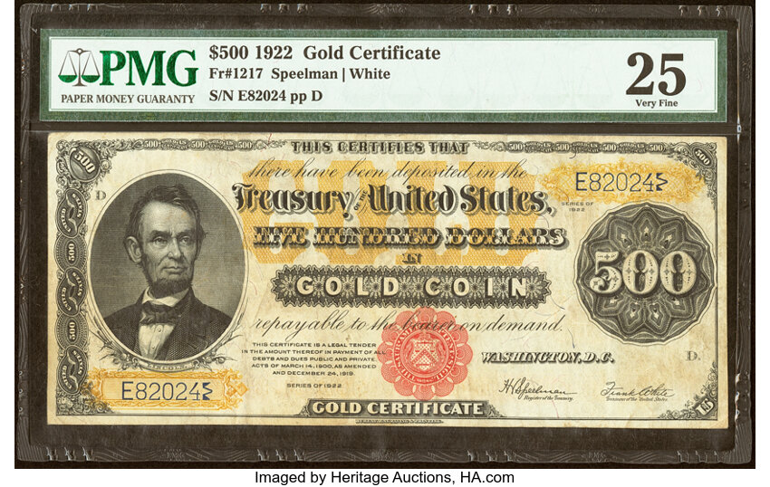 1922 $500  (Fr. 1217) thumbnail 4