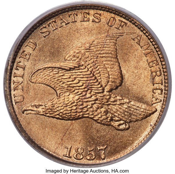 1857 1c Flying Eagle MS thumbnail 6