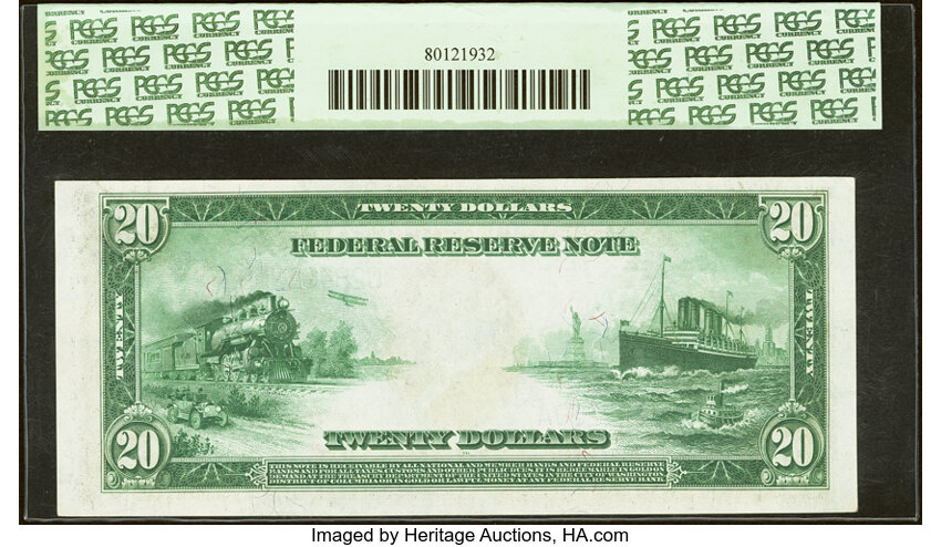 1914 $20  Blue Seal, Philadelphia (Fr. 975) thumbnail 8