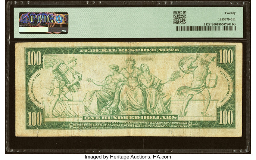 1914 $100  Blue Seal, San Francisco, Star Replacement (Fr. 1128*) thumbnail 2