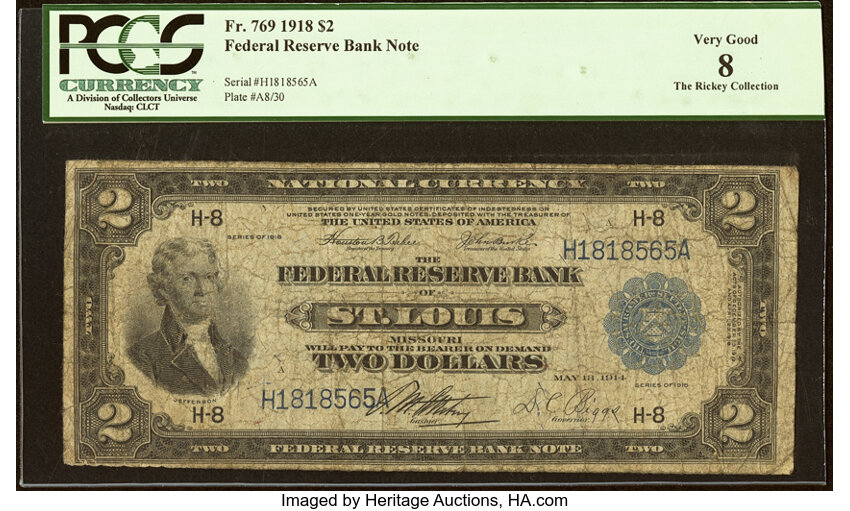 1918 $2  St. Louis (Fr. 769) thumbnail 3