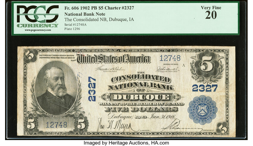 1902 $5  3rd Charter Period, 3rd Issue, Plain Back (Fr. 606) thumbnail 3