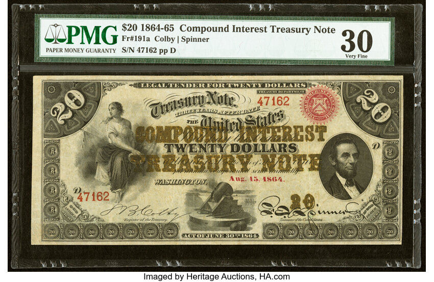 1864 $20  (Fr. 191a) thumbnail 2