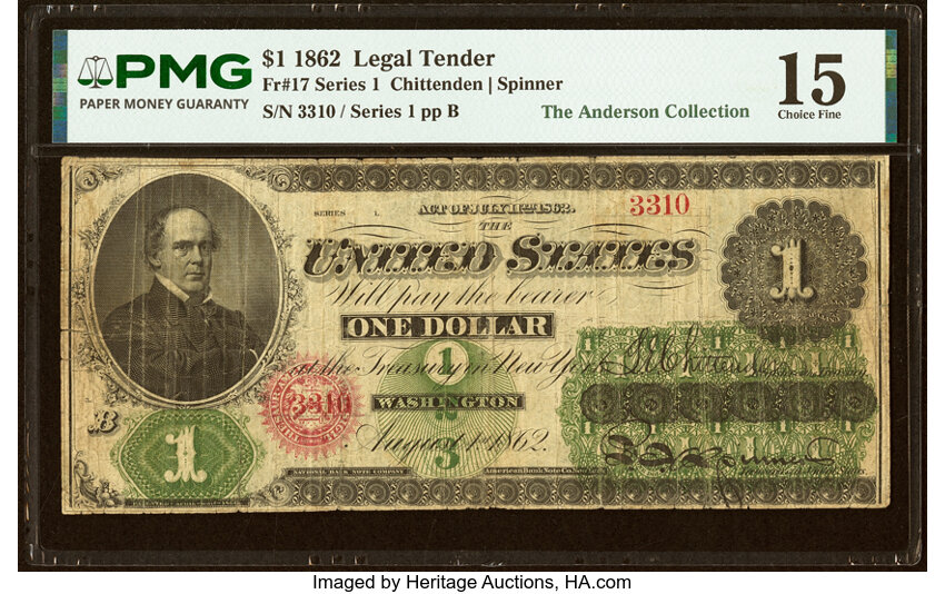 1862 $1  Seal Type 1 (Fr. 17) thumbnail 2