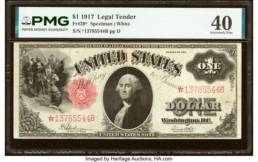 1917 $1  Mule, Star Replacement (Fr. 39m*) thumbnail 2