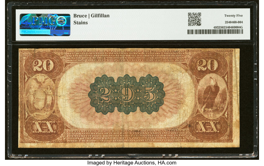1882 $20  2nd Charter Period, 1st Issue, Brown Back (Fr. 493) thumbnail 8