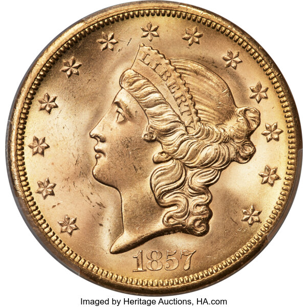 1857-S $20  Spiked Shield MS thumbnail 5