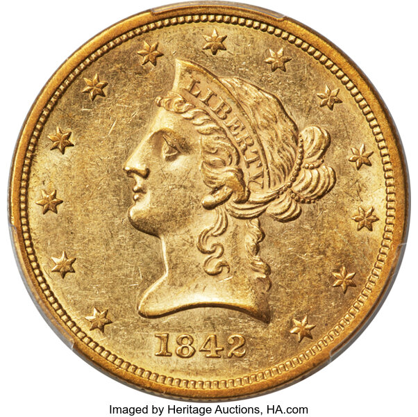 1842 $10  Small Date MS thumbnail 2