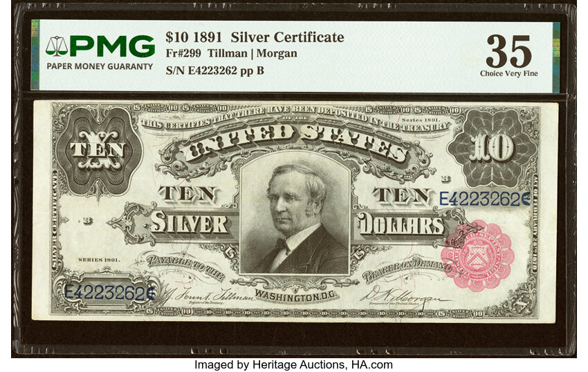 1891 $10  (Fr. 299) thumbnail 2