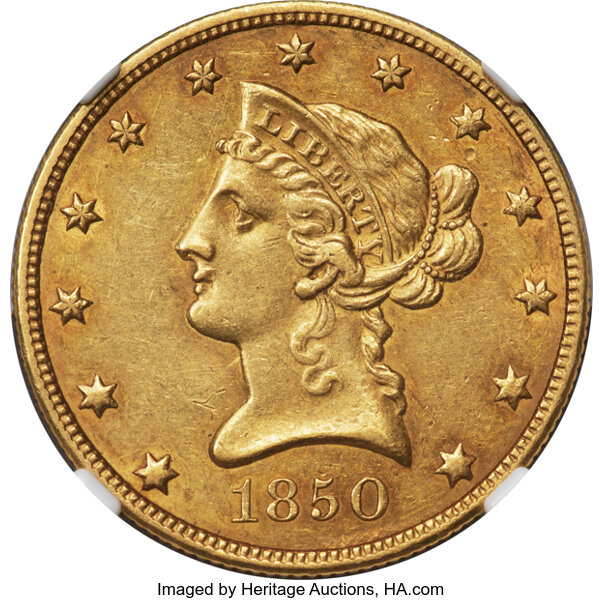 1850 $10  Small Date MS thumbnail 3
