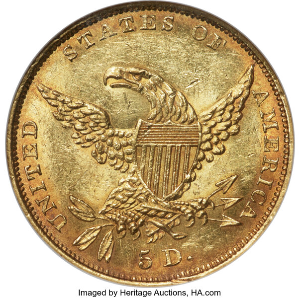 1834 $5  Classic Head, Plain 4, HM-7 MS thumbnail 9