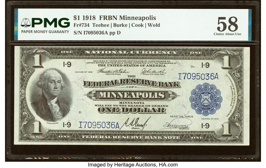1918 $1  Minneapolis (Fr. 734) thumbnail 2