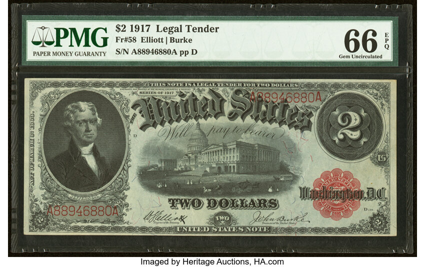 1917 $2  Mule (Fr. 58m) thumbnail 3