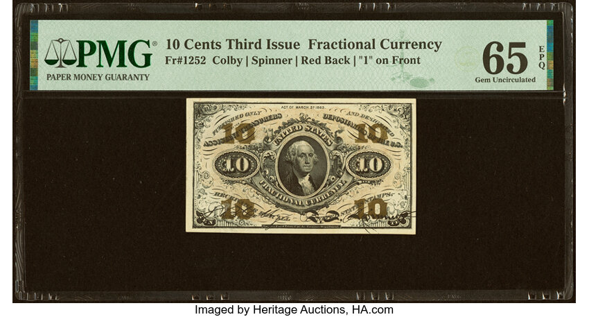  10c Head of George Washington (Fr. 1252) thumbnail 2