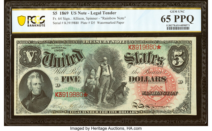 1869 $5  (Fr. 64) thumbnail 2