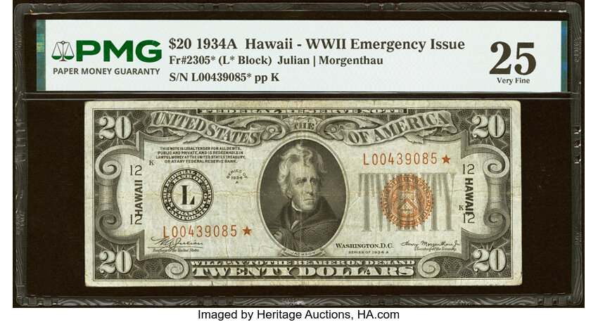 1934A $20  Hawaiian, Star Replacement (Fr. 2305*) thumbnail 2