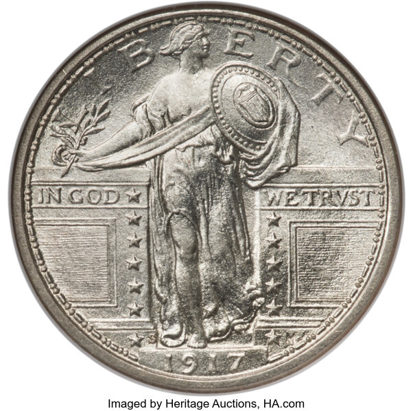 1917-S 25c Type 1 MS FH thumbnail 4