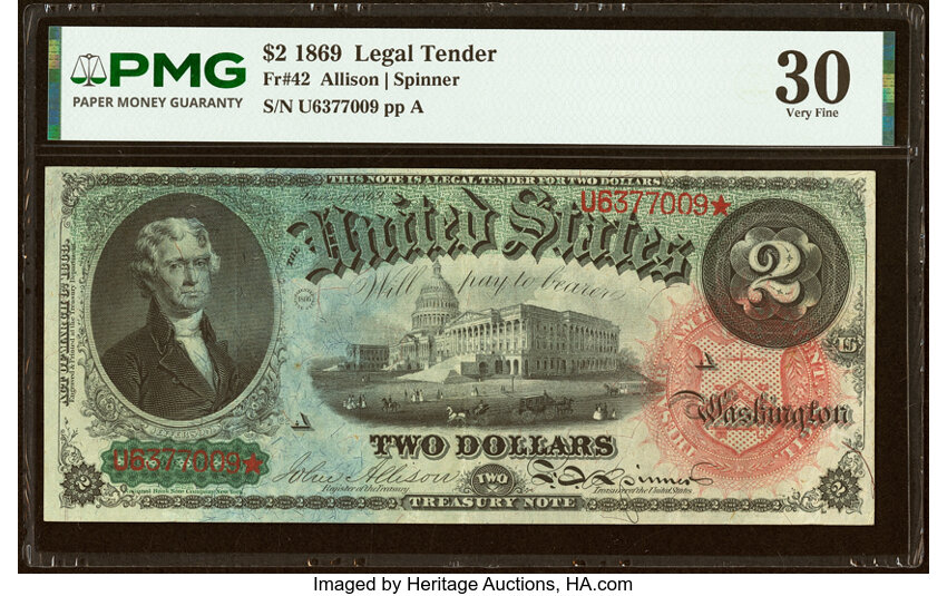1869 $2  (Fr. 42) thumbnail 4
